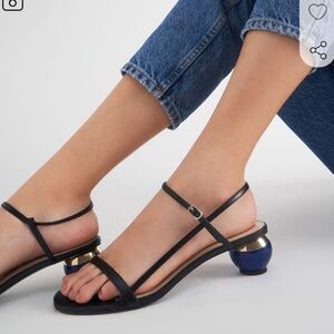 Charles & Keith Sculptural Heel Ankle Strap Sandals